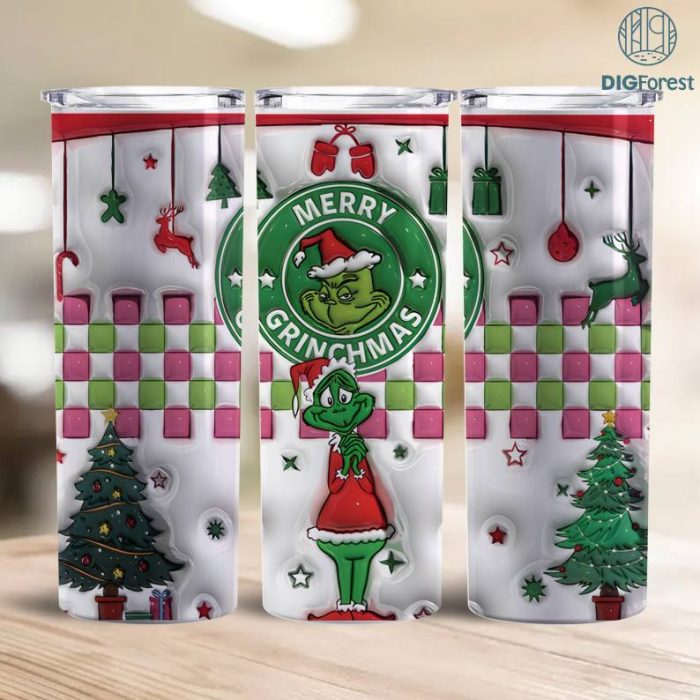 Inflated Christmas Tumbler, Retro Merry Christmas, 3D Inflated Tumbler, Funny Christmas, 3D Tumbler Wrap, 20oz Skinny Tumbler, Christmas Png