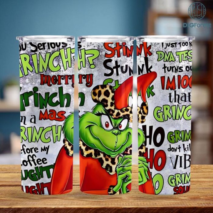 Grinch Tumbler Wrap, Gifts for Christmas, Skinny Tumbler Design, Sublimation Tumbler, Cartoon 20 oz Sublimation Tumbler, Tumbler Design