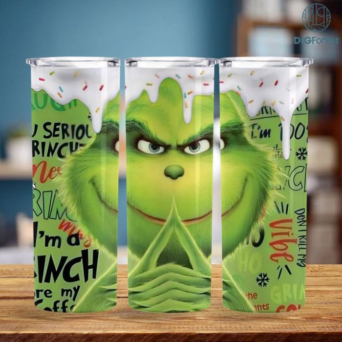 Grinch Tumbler Wrap , xmas 20oz Skinny Tumbler Wrap, 20 oz Grinch Christmas Tumbler Png Sublimation Design, Digital Designs Template