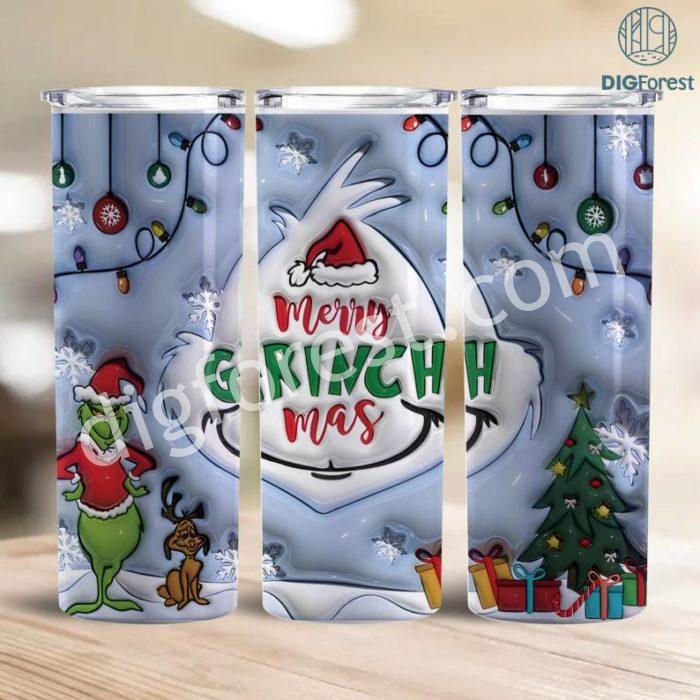 Inflated Christmas Tumbler, Retro Merry Christmas, Christmas Png, 3D Inflated Tumbler, Stink Stank Stunk, 3D Tumbler Wrap,20oz Skinny Tumbler