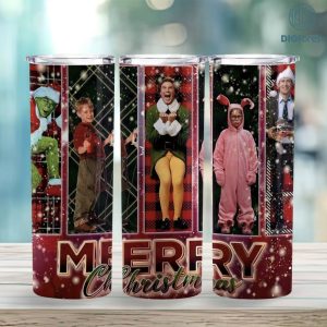 Christmas Movies Tumbler Wrap Chilling With My Christmas Crew 20 Oz Tumbler Wrap Sublimation Design PNG Digital Download For Movie Addicts