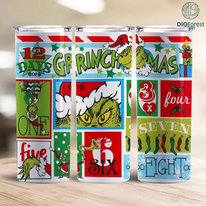 The Grinchmas 20oz skinny tumbler 2023, Christmas Grinch PNG, Xmas 20oz tumbler, Digital download, Cartoon Funny Christmas Tumbler wrap