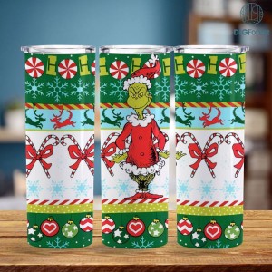 Christmas Tumbler PNG, Cartoon Sublimation Designs Wrap, Merry Grinchmas Sublimation Tumbler, Xmas Design Sublimation Wrap PNG