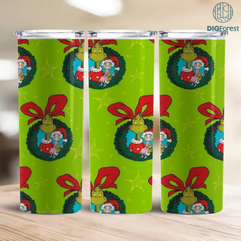 Grinch Tumbler Wrap , 20oz Skinny Tumbler Wrap, 20 oz Grinch Christmas