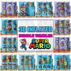 10+ 3D Inflated Puffy Tumbler Wrap Cartoon Movie Video Game Character Printing PNG File Mario Tumbler Design For Sublimation 20oz Straight