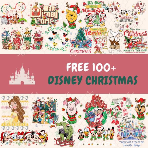 100+ Designs Bundle Disney Mickey Merry Christmas Png, Holiday Season Png, Christmas Character, Christmas Squad Bundle, Christmas Friends