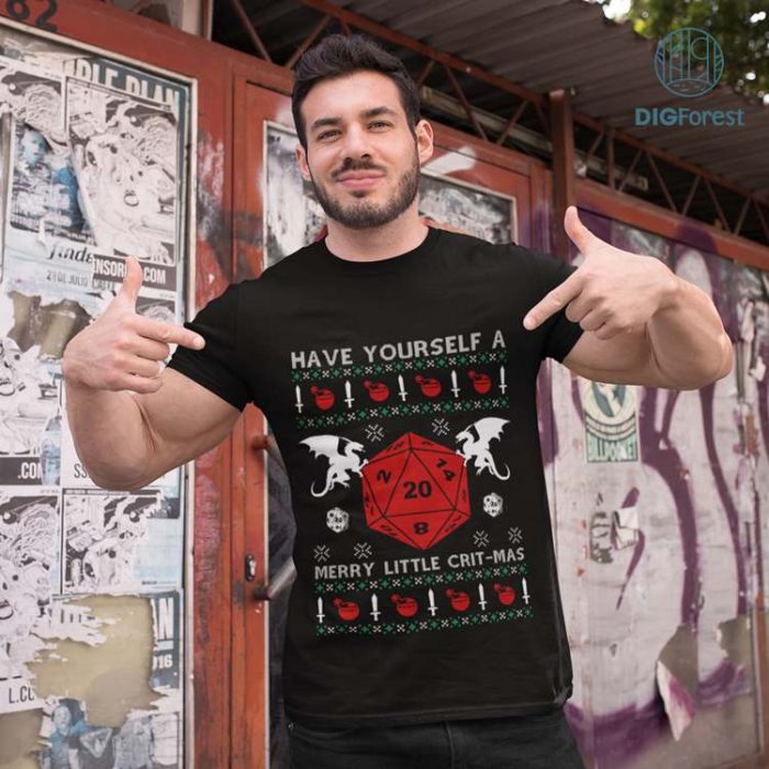 Dungeon Dragons Png | Dungeon Dragons Dnd Shirt Have Yourself A Little Merry Little Crit-Mas Ugly Sweater Shirt Christmas Xmas Gifts