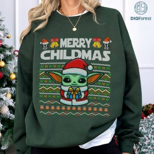 StarWars Baby Yoda Ugly Christmas PNG, Baby Yoda Santa Christmas Shirt, Merry Childmas, Galaxy's Edge Ugly Sweater Shirt, Xmas Gifts