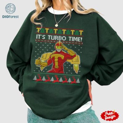 Jingle All The Way Sweater, Turbo Man PNG, It's Turbo Time Ugly Christmas Sweater Shirt, Christmas Xmas Gifts