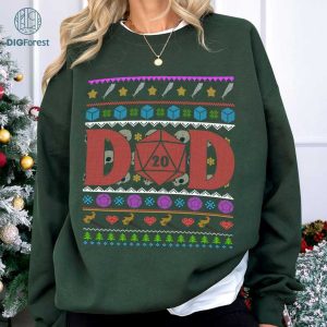 Dungeons And Dragons Ugly Christmas PNG, D&D Christmas Ugly Dungeons Master Christmas Sweatshirt, Role Playing Game Christmas