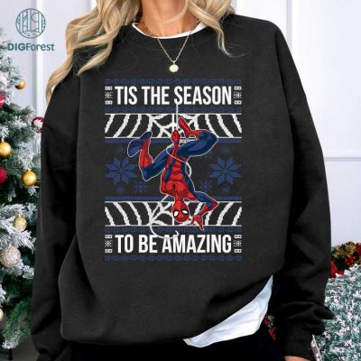 Spiderman Christmas PNG, Amazing Spiderman Ugly Christmas Sweater, Avengers Spiderman Shirt, Tis The Season Amazing, Avengers Superhero Xmas