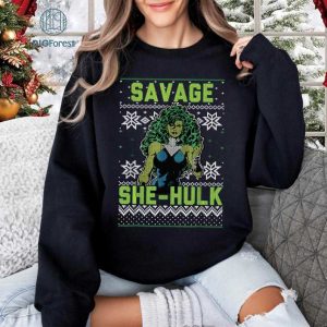 She Hulk Christmas PNG, She-Hulk Savage Ugly Christmas Sweater, She-Hulk Sweatshirt, Avengers Superhero Xmas Shirt