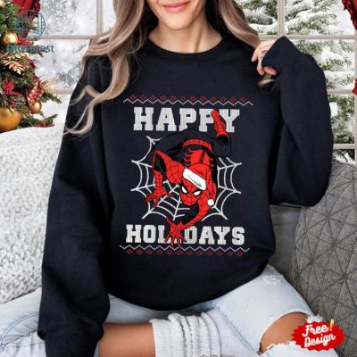 Spiderman Christmas PNG, Spiderman Happy Holidays Ugly Christmas Sweater, Spiderman Shirt, Avengers Superhero Xmas.