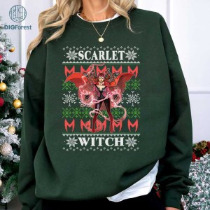Scarlet Witch Christmas PNG, Scarlet Witch Ugly Christmas Sweater, Wanda Maximoff Multiverse Of Madness, Avengers Superhero Xmas.