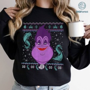 Disney Villains Ugly PNG, Ursula Ugly Christmas Sweater, Ursula Christmas Sweatshirt, The Littler Mermaid Sweatshirt