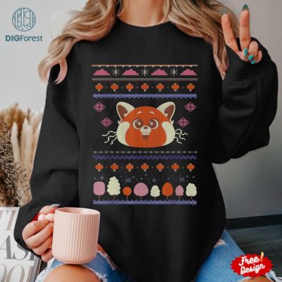 Disney Turning Red Ugly PNG, Turning Red Christmas Sweatshirt, Red Panda Ugly Christmas Sweater, Disneyland Sweatshirt, Christmas Party