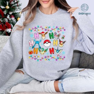 Eevee Ho Ho Ho Christmas Png, Eeveelution Christmas Shirt, Pocket Monster Christmas Png, Anime Lovers Gifts, Digital Download