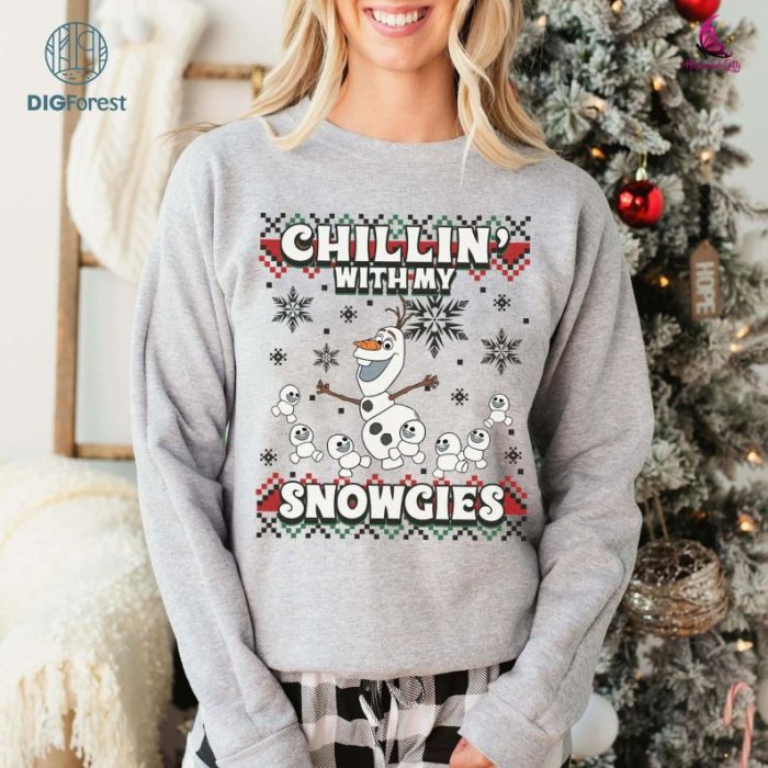 Frozen Olaf Chillin' With My Snowmies PNG | Ugly Sweater Shirt | Disneyland Christmas Family Trip Download