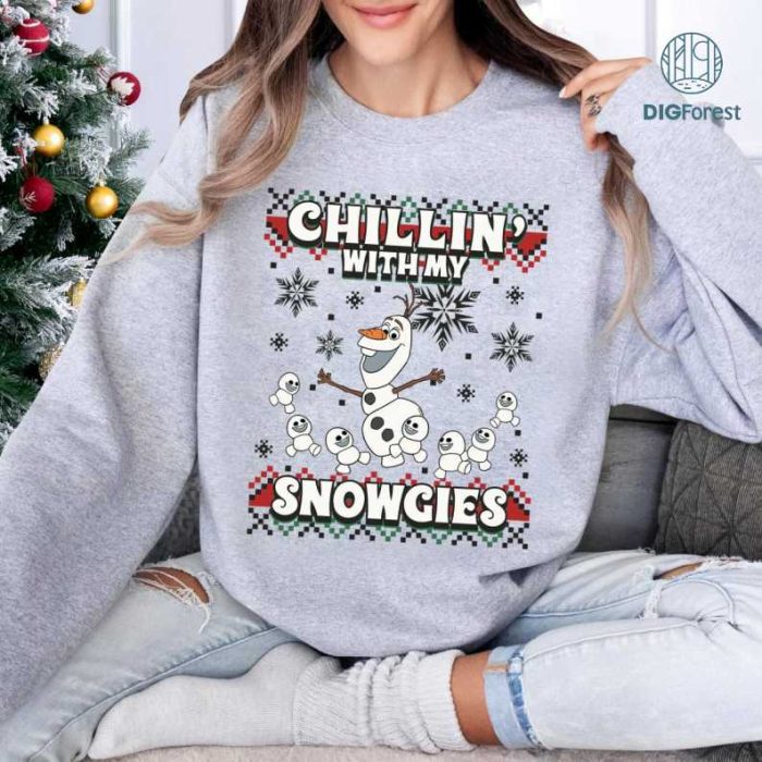 Disney Frozen Olaf Chillin With My Snowmies Png, Frozen Olaf Ugly Sweater Shirt, Disneyland Christmas Png, Family Holiday Trip Png, Digital Download