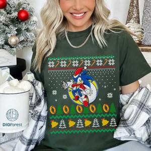 Disney Sonic the Hedgehog Ugly Christmas Sweater, Sonic Blue Hedgehog Christmas Png, Sonic Tails Amy Rose Png, Xmas Gifts, Digital Download