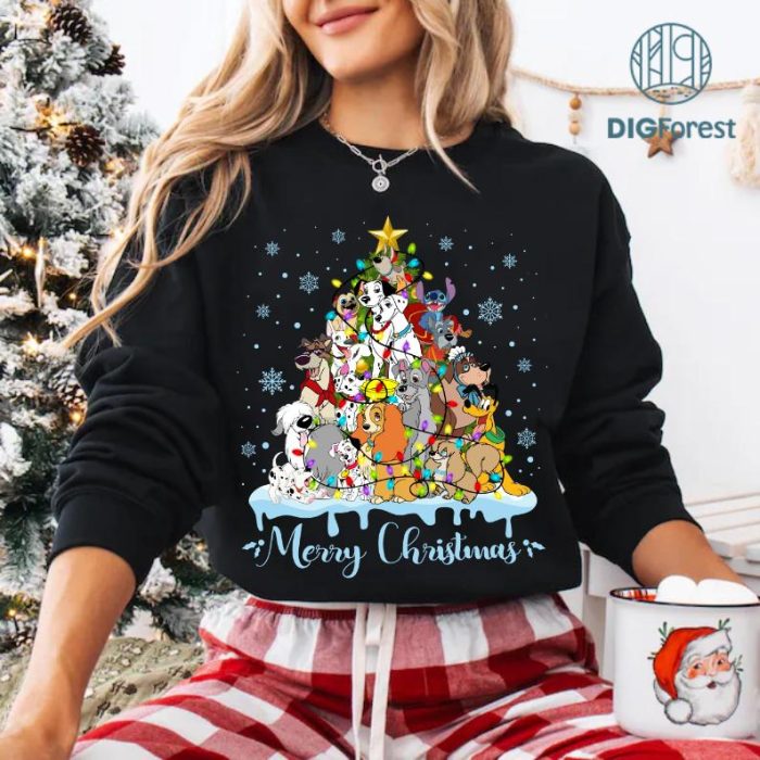 Disney Christmas Puppy Shirt | Stitch & Pluto Dog Lover Gift | 101 Dalmatians Christmas PNG Digital Download