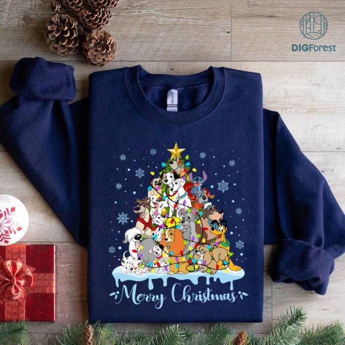 Disney Christmas Puppy Shirt | Stitch & Pluto Dog Lover Gift | 101 Dalmatians Christmas PNG Digital Download