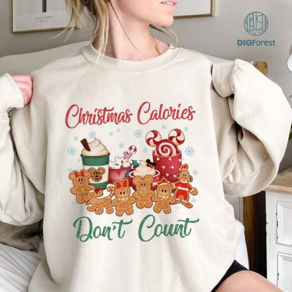 Gingerbread Shirt | Disney Mickey and Friends Gingerbread Png | Magic Kingdom Shirt | Christmas Party Png | Christmas Calories Don't Count Shirt