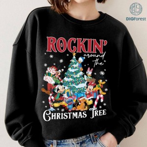 Disney Mickey and Friends Christmas PNG, Rockin Around The Christmas Tree Sweatshirt, Mickey's Very Merry Christmas Party 2023 Shirt, Xmas Gifts