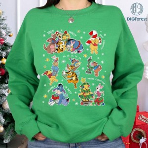 Disney Pooh Christmas Sweatshirt, Pooh And Friends Christmas PNG, Pooh Eeyore Tigger Piglet Shirt, Disneyland Holiday Trip Shirt, Xmas Gifts