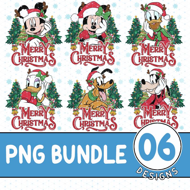 Disney Mickey and Friends Christmas Png Bundle, Christmas Crew Shirt, Matching Holiday Family Png, Mickey