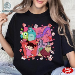Disney Monsters University Happy Valentine PNG | Monster Inc Lovers Shirt | Monsters Inc Couple Sweatshirt | Gifts for Couple | Matching Shirt