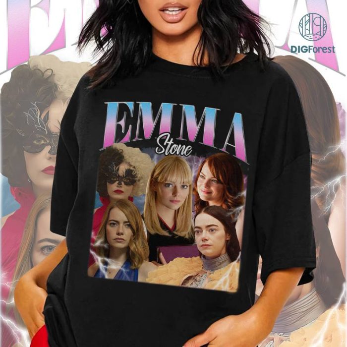 Emma Stone Vintage Png, Emma Stone Homage Shirt, Emma Stone Graphic Tee, Gifts for Men Women, 90s Vintage Png, Digital Download