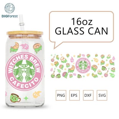Cartoon Cafecito 16oz Can Glass, Witches Brew Cakes Thin Tumbler, Halloween PNG, Instant Download, Digital Files Cartoon Cafecito 16oz Can Glass, Witches Brew Cakes Thin Tumbler, Halloween PNG, Instant Download, Digital Files
