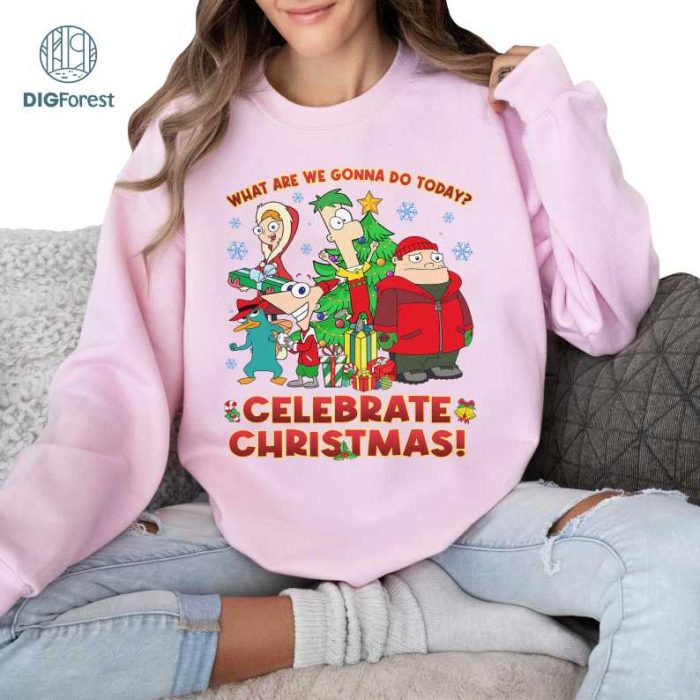 Disney Phineas And Ferb Christmas Shirt, Celebrate Christmas Png, Phineas Ferb Perry Christmas Png, Disneyland Christmas, Xmas 2023, Digital Download