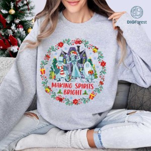 Disney Haunted Mansion Christmas Shirt, Making Spirits Bright Christmas Png, Christmas Hitchhiking Ghosts Png, Disneyland Christmas, Digital Download