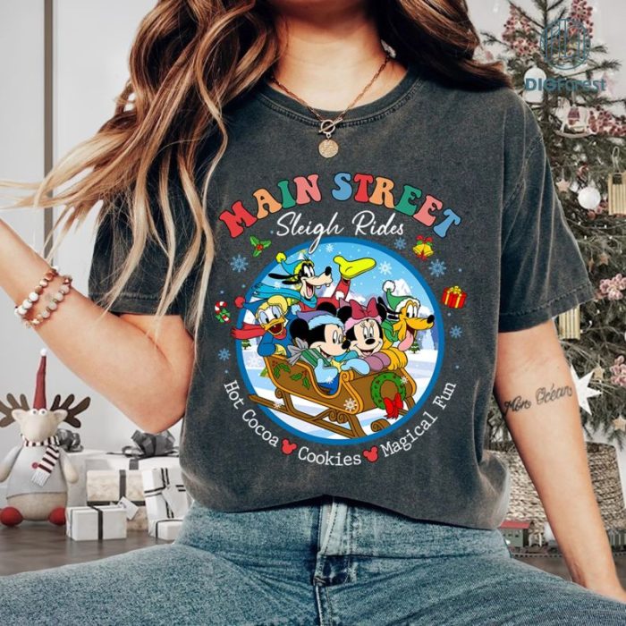 Vintage Disneyland Sleigh Rides Shirt | Mickey and Friends Christmas | Disneyland Vacation Tee | Xmas Party Digital Download