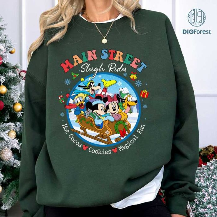 Vintage Disneyland Main Street Sleigh Rides Shirt, Disney Mickey and Friends Christmas, Christmas Disneyland Vacation, Xmas Party, Digital Download