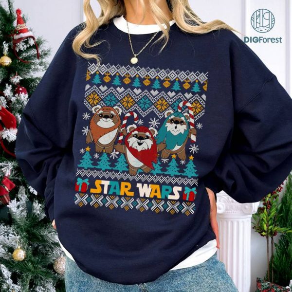 StarWars Ewoks Candy Canes Ugly Christmas Png, StarWars Christmas Shirt, Christmas Sweatshirt, Galaxy's Edge Christmas Png, Xmas 2023, Digital Download