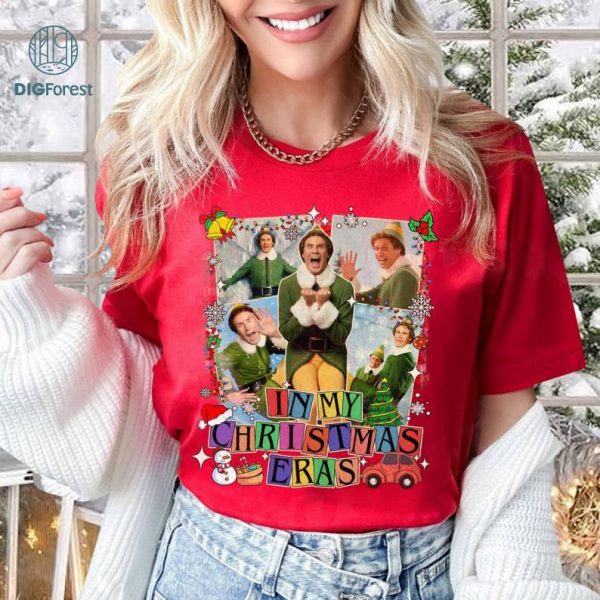 Elf In My Christmas Eras Png, Buddy Elf Christmas Shirt, Christmas Elf Movie Png, Xmas Party 2023, Funny Christmas Gift Png , Digital Download
