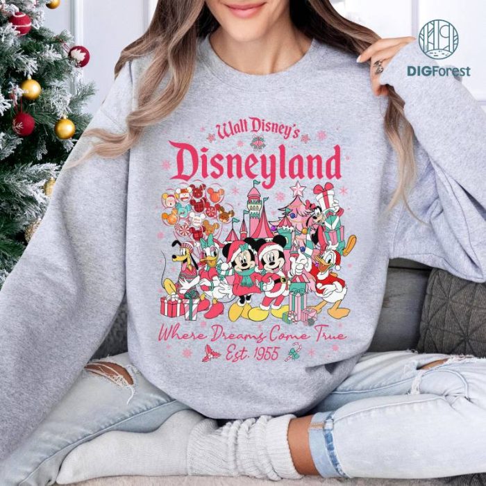 Disneyland Est 1955 California Pink Christmas Png, Where Dreams Come True Shirt, Mickey and Friends Png, Mickey's Very Merry Christmas Party