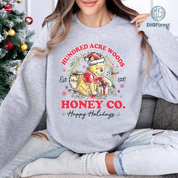 Hundred Acre Woods Honey Co PNG | Pooh Bear Christmas Shirt | Disney Happy Holidays Digital Download