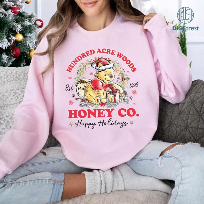 Hundred Acre Woods Honey Co PNG | Pooh Bear Christmas Shirt | Disney Happy Holidays Digital Download