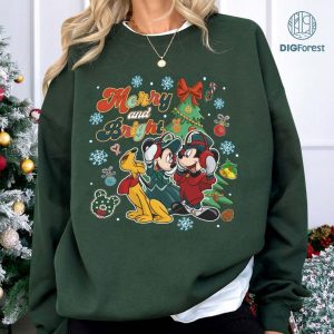 Disney Mickey and Friends Merry and Bright Christmas Tree Png, Mickey and Friends Christmas Shirt, Mickey And Friends Christmas Party Shirt