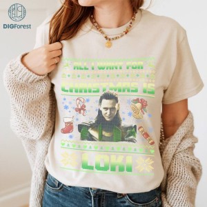 All I Want For Christmas is Loki Ugly Christmas PNG| Loki Laufeyson Christmas Shirt | Loki Variant Avengers Christmas Sweatshirt