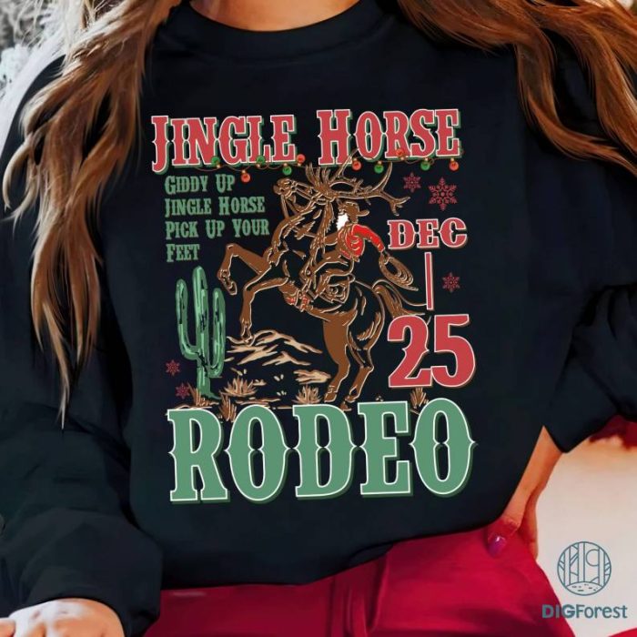 Giddy Up Jingle Horse PNG, Cowboy Christmas Sweater, Pick Up Your Feet Howdy Country, Christmas Horse, Cowgirl Christmas Sweatshirt