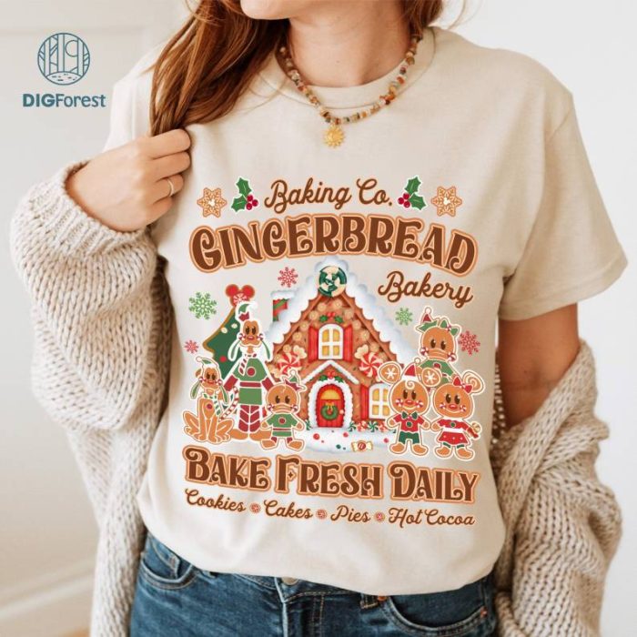 Vintage Disney Mickey and Friends Gingerbread | Disneyland Christmas Baking Co Shirt | Disneyland Mickey's Very Merry Christmas Png | Disneyworld Shirt