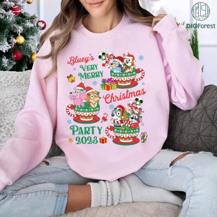 Bluey's Very Merry Christmas Party 2023 PNG| Bluey Bingo Chrirstmas Shirt | Bluey Family Chistmas Shirt | Christmas Party Shirt