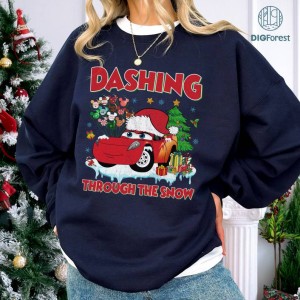 Dashing Through The Snow Lightning McQueen Christmas Shirt, Disneyland Pixar Cars Christmas Png, Disney Very Merry Xmas Party Shirt, Digital Download