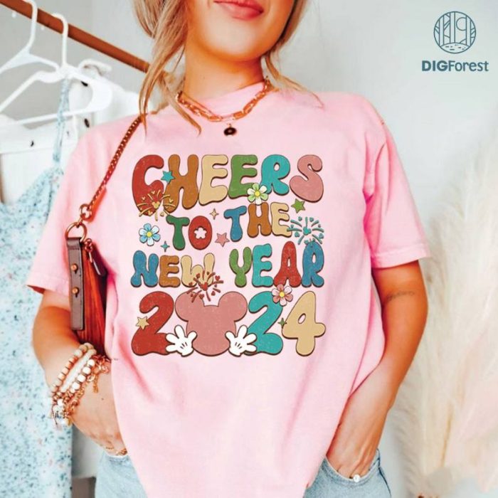 Mickey Disneyland Trip 2024 Png, Cheers To The New Year 2024 Shirt, Disneyland Family Vacation Happy New Year 2024 Shirt Christmas Gift