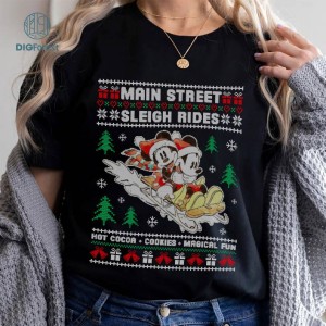 Disney Mickey Main Street Sleigh Rides Christmas Png, Mickey Minnie Christmas Shirt, Disneyland Christmas Party Png, Magic Kingdom Shirt, Digital Download